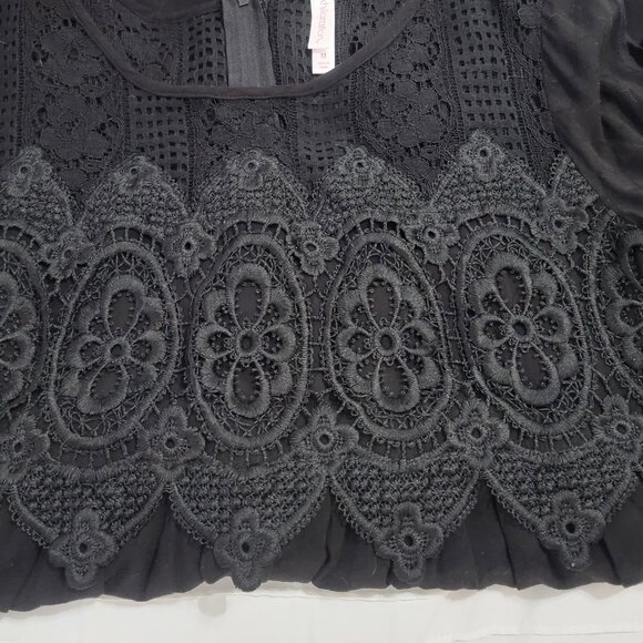 Super Cute Medium Xhilaration Lined Black Lace (at top) Dress. Split long sleeve - Picture 2 of 10